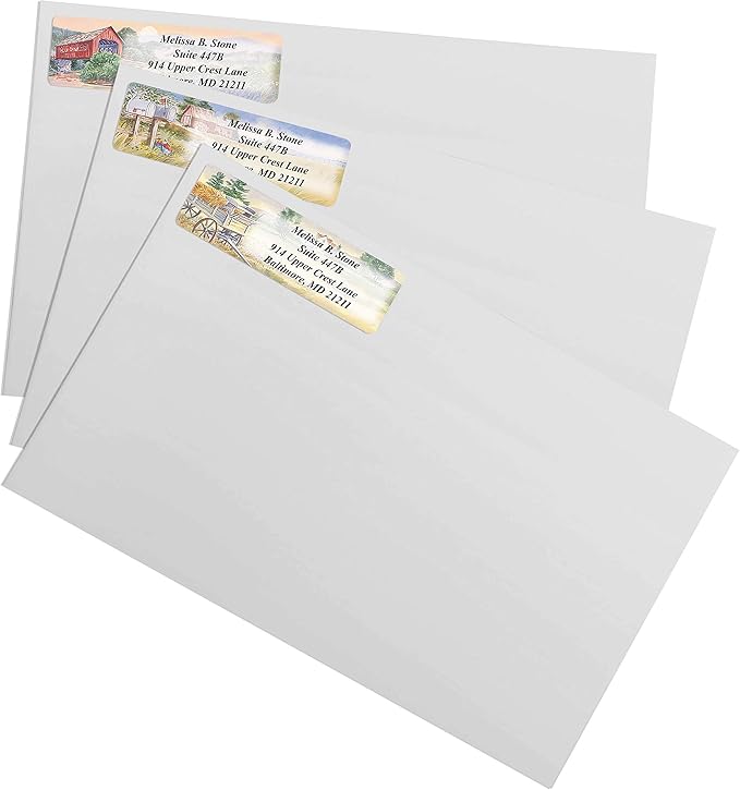 Rural America Assorted Country Scenes Personalized Return Address Labels with Dispenser - Roll of 250 Custom Labels | Address Labels - TrueDesk