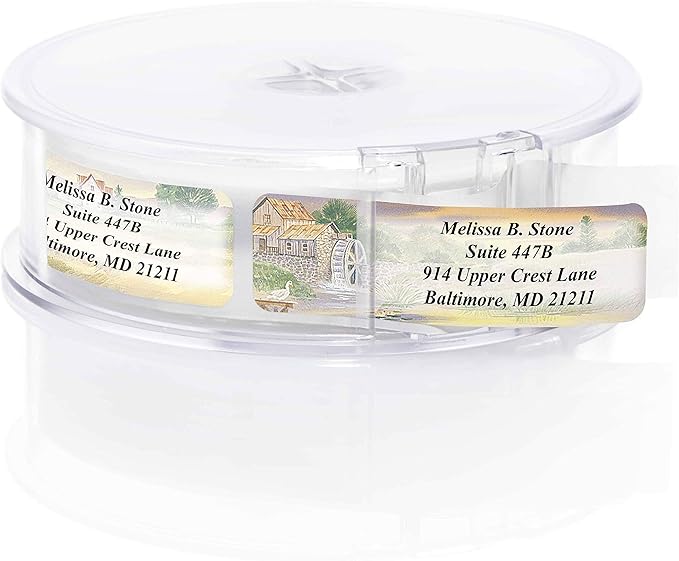 Rural America Assorted Country Scenes Personalized Return Address Labels with Dispenser - Roll of 500 Custom Labels | Address Labels - TrueDesk
