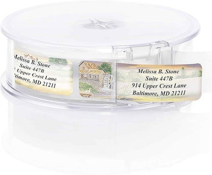 Rural America Assorted Country Scenes Personalized Return Address Labels with Dispenser - Roll of 500 Custom Labels | Address Labels - TrueDesk