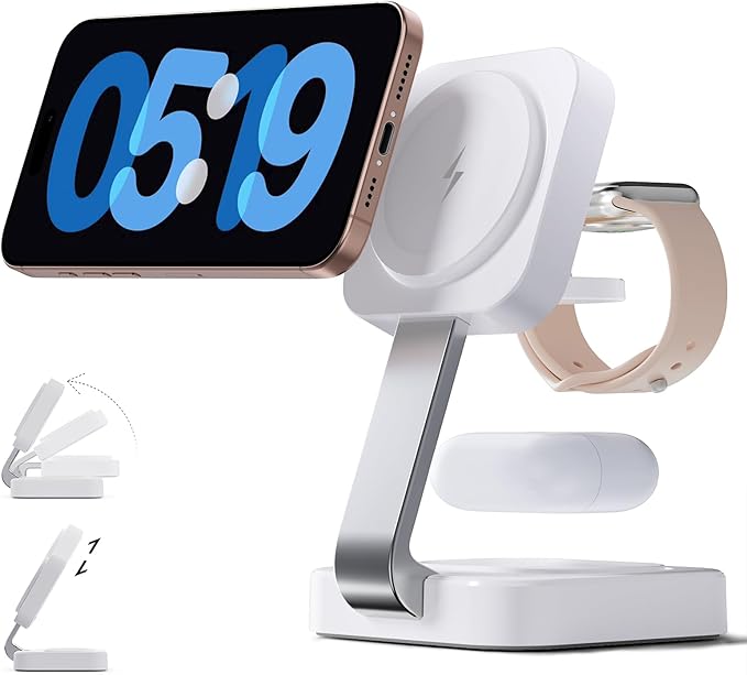 RYND 2026 Traveling Wireless Mag - Safe Fast Charging Station,Magnetic 3 in 1 Charger with iPhone 17 16 15 14 13 12 Pro Max Plus,Apple Watch Series & Air pods 4 3 2 Pro - Gifts for Wife & Husband(White) | Wireless Chargers - TrueDesk