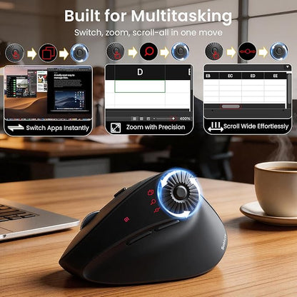 SABLUTE MAM51 Ergonomic Mouse Wireless with Side Scroll Wheel, Bluetooth Mouse with 4000 DPI, 8 Buttons Office Wireless Computer Mouse, Small to Medium Sized Hands Vertical Mice for PC and Desktop | Mice - TrueDesk