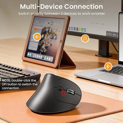 SABLUTE MAM51 Ergonomic Mouse Wireless with Side Scroll Wheel, Bluetooth Mouse with 4000 DPI, 8 Buttons Office Wireless Computer Mouse, Small to Medium Sized Hands Vertical Mice for PC and Desktop | Mice - TrueDesk