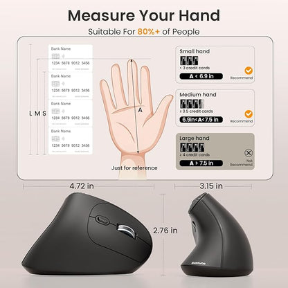 SABLUTE MAM51 Ergonomic Mouse Wireless with Side Scroll Wheel, Bluetooth Mouse with 4000 DPI, 8 Buttons Office Wireless Computer Mouse, Small to Medium Sized Hands Vertical Mice for PC and Desktop | Mice - TrueDesk