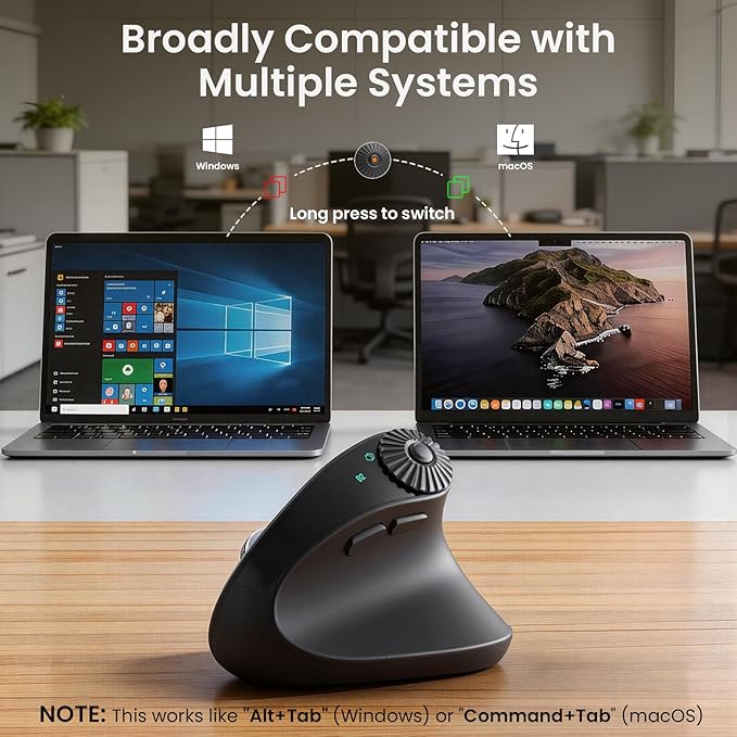 SABLUTE MAM51 Ergonomic Mouse Wireless with Side Scroll Wheel, Bluetooth Mouse with 4000 DPI, 8 Buttons Office Wireless Computer Mouse, Small to Medium Sized Hands Vertical Mice for PC and Desktop | Mice - TrueDesk