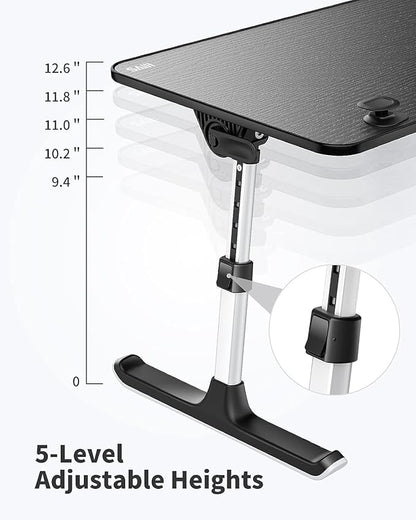 SAIJI Height & Angle Adjustable Laptop Stand for Bed, Lap Desk Bed Tray Table, Light Weight Foldable Portable Laptop Table for Couch Sofa Chair Floor Desk for Adults, Kids (52*30cm Black) | Lap Desks - TrueDesk