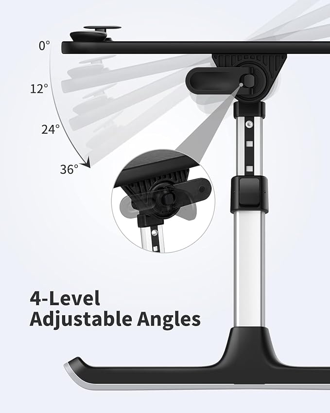 SAIJI Height & Angle Adjustable Laptop Stand for Bed, Lap Desk Bed Tray Table, Light Weight Foldable Portable Laptop Table for Couch Sofa Chair Floor Desk for Adults, Kids (52*30cm Black) | Lap Desks - TrueDesk