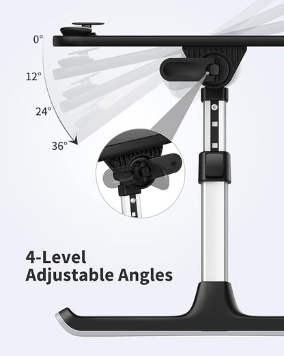 SAIJI Height & Angle Adjustable Laptop Stand for Bed, Lap Desk Bed Tray Table, Light Weight Foldable Portable Laptop Table for Couch Sofa Chair Floor Desk for Adults, Kids (52*30cm Black) | Lap Desks - TrueDesk