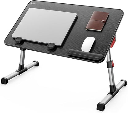 SAIJI Laptop Bed Tray Table, Adjustable Home Office Standing Desk Portable Lightweight Foldable Lap Desk for Sofa Couch Floor Working Studying Reading Writing Eating,Fit Up to 17" Laptop(Large，Black) | Lap Desks - TrueDesk