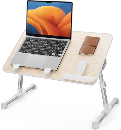 SAIJI Laptop Bed Tray Table, Adjustable Home Office Standing Desk Portable Lightweight Foldable Lap Desk for Sofa Couch Floor Working Studying Reading Writing Eating,Fit Up to 17" Laptop(Large,Teak) | Lap Desks - TrueDesk