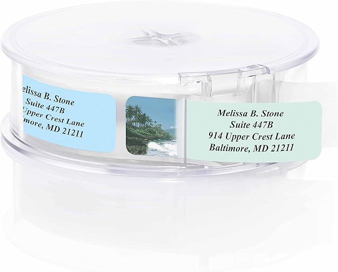 Scenic America Assorted Designer Rolled Address Labels with Elegant Plastic Dispenser | Address Labels - TrueDesk