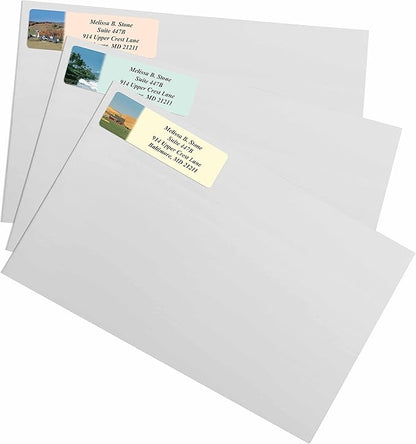Scenic America Assorted Designer Rolled Address Labels with Elegant Plastic Dispenser | Address Labels - TrueDesk