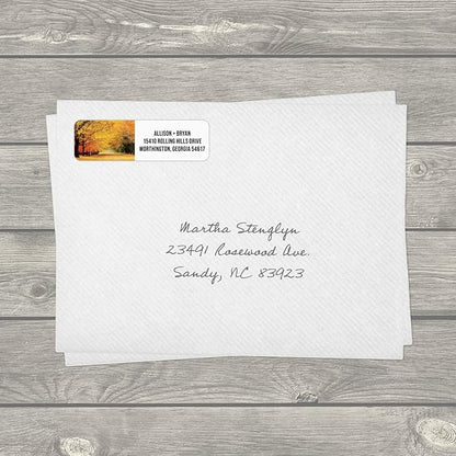 Scenic Landscape Rolled Address Labels / 500 Personalized Return Address Labels/Designer Address Stickers in Elegant Plastic Dispenser | Address Labels - TrueDesk