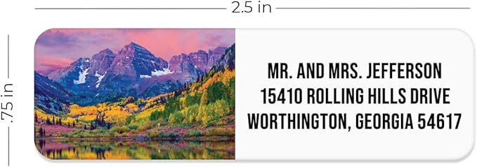 Scenic Landscape Rolled Address Labels / 500 Personalized Return Address Labels/Designer Address Stickers in Elegant Plastic Dispenser | Address Labels - TrueDesk