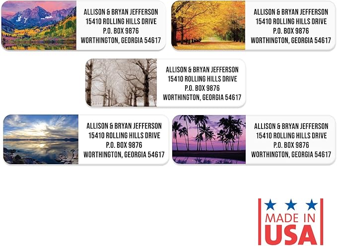 Scenic Landscape Rolled Address Labels / 500 Personalized Return Address Labels/Designer Address Stickers in Elegant Plastic Dispenser | Address Labels - TrueDesk