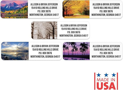Scenic Landscape Rolled Address Labels / 500 Personalized Return Address Labels/Designer Address Stickers in Elegant Plastic Dispenser | Address Labels - TrueDesk