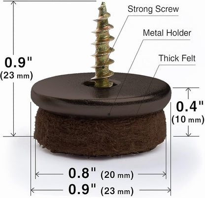 Screw - On Felt Furniture Pads X - Protector 24 PCS - 0.8” Chair Leg Floor Protectors for Hardwood Floors - Premium Chair Glides - Brown Floor Protectors for Chairs - The Best Furniture Sliders! | Furniture Pads - TrueDesk