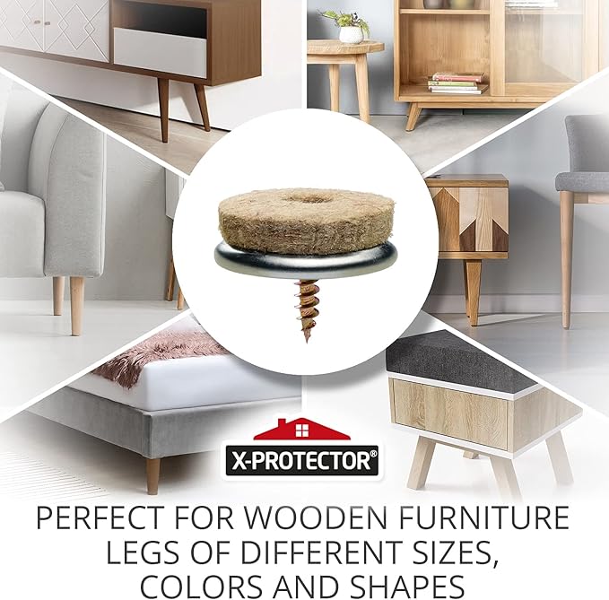 Screw - On Felt Furniture Pads X - Protector 24 PCS – 0.95” Chair Leg Floor Protectors for Hardwood Floors – Premium Chair Glides – Beige Floor Protectors for Chairs – The Best Furniture Sliders! | Furniture Pads - TrueDesk