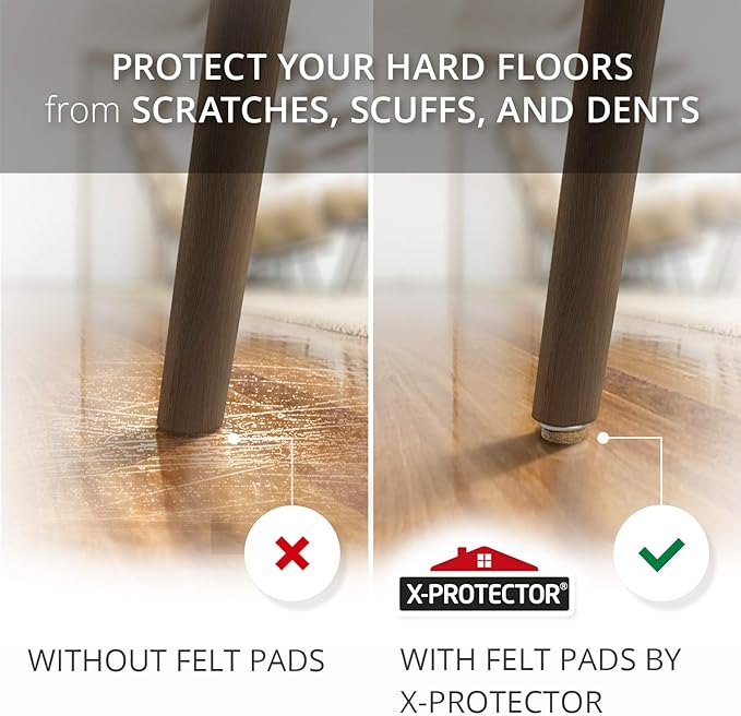 Screw - On Felt Pads X - Protector – 24 Felt Chair Pads for Hardwood Floors 0.8" – Premium Chair Glides – Beige Floor Protectors for Furniture Legs – The Best Furniture Sliders for Hardwood Floors | Furniture Pads - TrueDesk