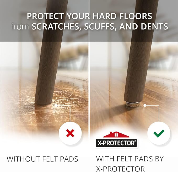 Screw - On Felt Pads X - Protector – 24 Felt Chair Pads for Hardwood Floors 1.1" – Premium Chair Glides – Beige Floor Protectors for Furniture Legs – The Best Furniture Sliders for Hardwood Floors | Furniture Pads - TrueDesk