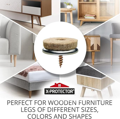 Screw - On Felt Pads X - Protector – 24 Felt Chair Pads for Hardwood Floors 1.1" – Premium Chair Glides – Beige Floor Protectors for Furniture Legs – The Best Furniture Sliders for Hardwood Floors | Furniture Pads - TrueDesk
