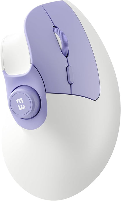 seenda Ergonomic Mouse Wireless, MOU - 302 Bluetooth Vertical Mouse Rechargeable, Optical Mice with 1000/1600/2400 DPI, Volume Knob, 3 Multi - Device Connectivity for Computer/PC/Laptop/Mac, White Purple | Mice - TrueDesk