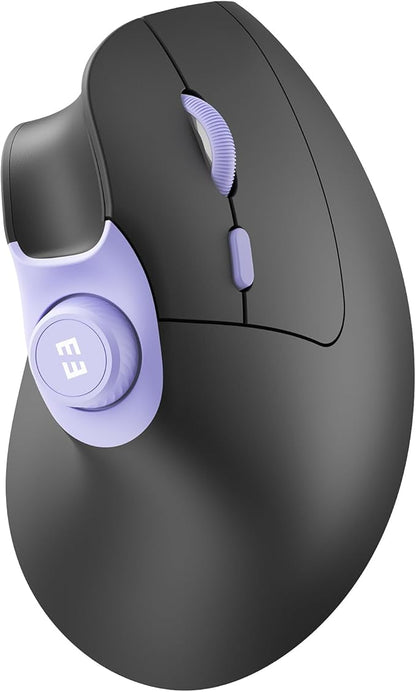 seenda Ergonomic Mouse Wireless, MOU - 302 Bluetooth Vertical Mouse Rechargeable, Optical Mice with 1000/1600/2400 DPI, Volume Knob, 3 Multi - Device Connectivity for Computer/PC/Laptop/Mac, Black Purple | Mice - TrueDesk