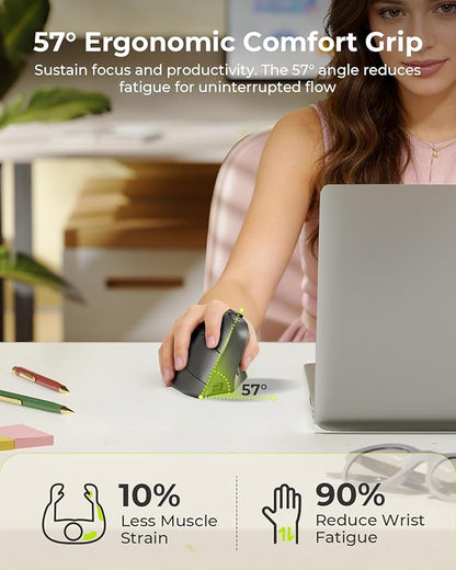 seenda Ergonomic Mouse Wireless, MOU - 302 Bluetooth Vertical Mouse Rechargeable, Optical Mice with 1000/1600/2400 DPI, Volume Knob, 3 Multi - Device Connectivity for Computer/PC/Laptop/Mac, Black | Mice - TrueDesk