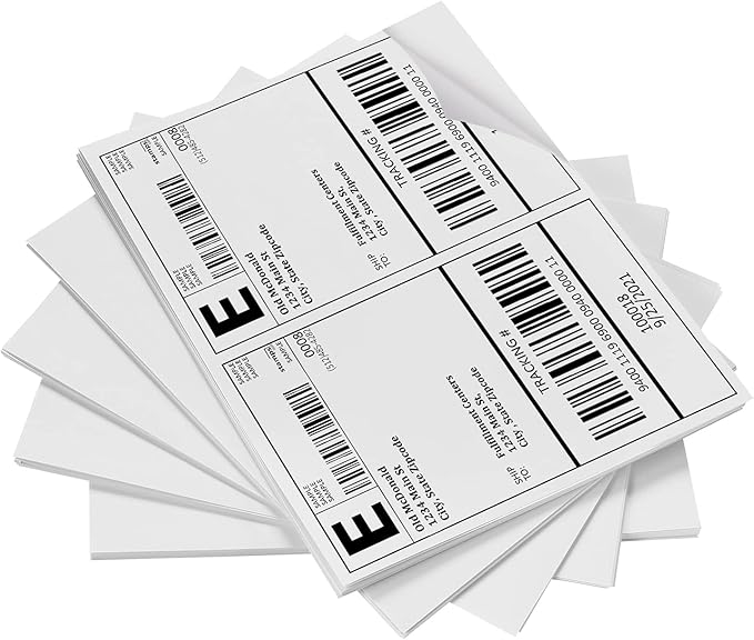 Shipping Labels, Pacific Mailer Half Sheet Shipping Label Compatible for Inkjet 2 Per Page 8.5 x 11 Self Adhesive Mailing Return Address Labels Printable Sticker Paper [100 Sheets/ 200 Labels, White] | Laser Inkjet Printer Labels - TrueDesk