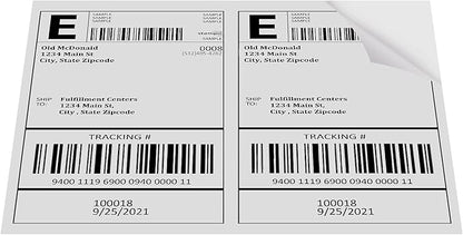 Shipping Labels, Pacific Mailer Half Sheet Shipping Label Compatible for Inkjet 2 Per Page 8.5 x 11 Self Adhesive Mailing Return Address Labels Printable Sticker Paper [100 Sheets/ 200 Labels, White] | Laser Inkjet Printer Labels - TrueDesk