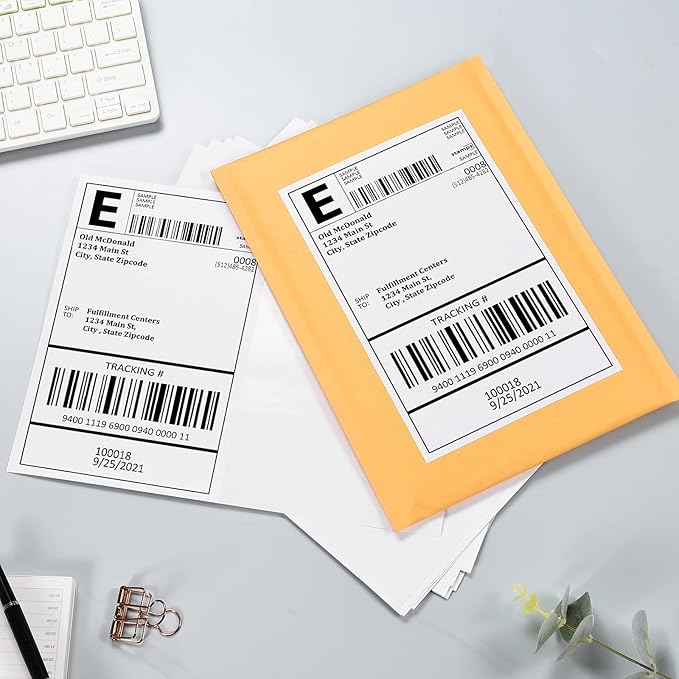 Shipping Labels, Pacific Mailer Half Sheet Shipping Label Compatible for Inkjet 2 Per Page 8.5 x 11 Self Adhesive Mailing Return Address Labels Printable Sticker Paper [100 Sheets/ 200 Labels, White] | Laser Inkjet Printer Labels - TrueDesk