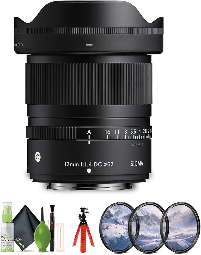 Sigma 12mm f/1.4 DC Contemporary FUJIFILM X (416975) Bundle. The Ideal Lens for Professional Portraits, Weddings Indoor/Outdoor Adventure, Wildlife, Travel, Sarfari, Photography use + Accessories | SLR Camera Lenses - TrueDesk