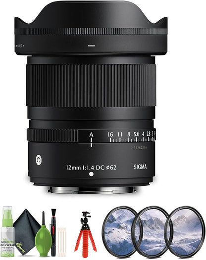 Sigma 12mm f/1.4 DC Contemporary FUJIFILM X (416975) Bundle. The Ideal Lens for Professional Portraits, Weddings Indoor/Outdoor Adventure, Wildlife, Travel, Sarfari, Photography use + Accessories | SLR Camera Lenses - TrueDesk