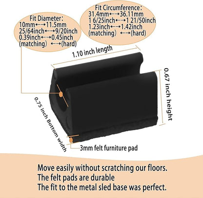 Sled Chair Leg Floor Protectors with Felt Furniture Pads,Rectangle U Shaped Chair Leg Tips Caps,Furniture Feet Protectors Slide Smoothly Protect Floors No Scratches No Noise (Diameter 10mm 8Pack) | Furniture Pads - TrueDesk