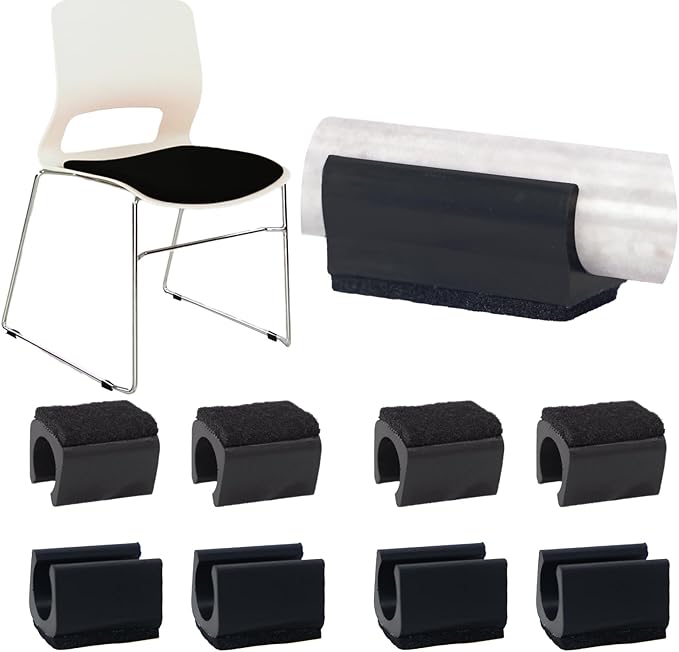 Sled Chair Leg Floor Protectors with Felt Furniture Pads,Rectangle U Shaped Chair Leg Tips Caps,Furniture Feet Protectors Slide Smoothly Protect Floors No Scratches No Noise (Diameter 16mm 8Pack) | Furniture Pads - TrueDesk