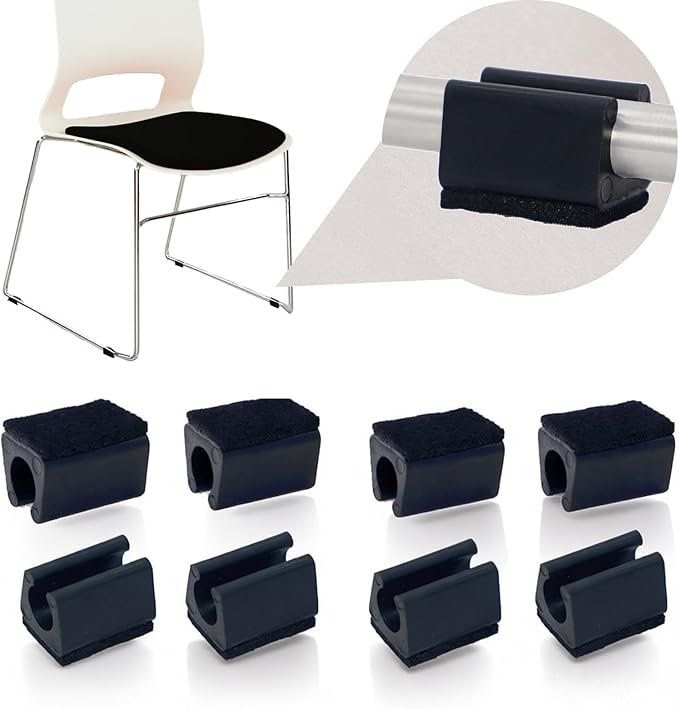 Sled Chair Leg Floor Protectors with Felt Furniture Pads,Rectangle U Shaped Chair Leg Tips Caps,Furniture Feet Protectors Slide Smoothly Protect Floors No Scratches No Noise (Diameter 12mm 8Pack) | Furniture Pads - TrueDesk