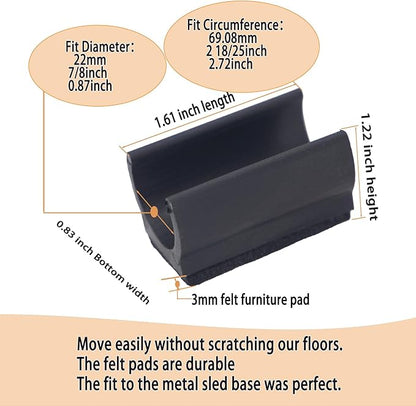 Sled Chair Leg Floor Protectors with Felt Furniture Pads,Rectangle U Shaped Chair Leg Tips Caps,Furniture Feet Protectors Slide Smoothly Protect Floors No Scratches No Noise (Diameter 22mm 8Pack) | Furniture Pads - TrueDesk