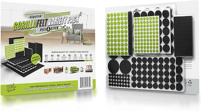 Slipstick Gorilla Felt Furniture Pads (294 Piece Variety Pack) Premium Furniture Pads & Chair Leg Floor Protectors for Hardwood Floors & Hard Surfaces | Furniture Pads - TrueDesk