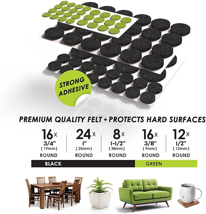 Slipstick Gorilla Felt Furniture Pads (76 Piece Variety Pack) Premium Furniture Pads & Chair Leg Floor Protectors for Hardwood Floors & Hard Surfaces | Furniture Pads - TrueDesk