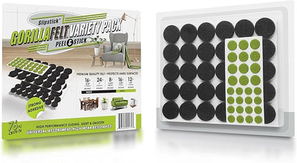Slipstick Gorilla Felt Furniture Pads (76 Piece Variety Pack) Premium Furniture Pads & Chair Leg Floor Protectors for Hardwood Floors & Hard Surfaces | Furniture Pads - TrueDesk
