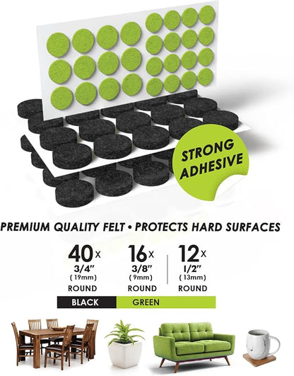 Slipstick Gorilla Felt ¾ Inch Furniture Pads (68 Pcs) Premium Furniture Pads & Chair Leg Floor Protectors for Hardwood Floors & Hard Surfaces | Furniture Pads - TrueDesk
