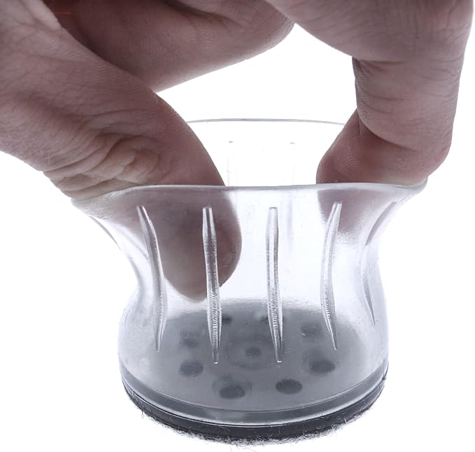 Slipstick GorillaFelt Chair Leg Floor Protectors for Hardwood Floors, Clear Sleeve Felt Pads for Furniture That Stay On, Fits Round & Square Legs, Includes 4 Premium Transparent Chair Socks, CB188 | Furniture Pads - TrueDesk