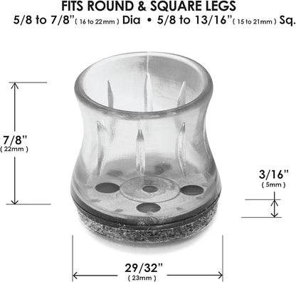 Slipstick GorillaFelt Chair Leg Floor Protectors for Hardwood Floors, Clear Sleeve Felt Pads for Furniture That Stay On, Fits Round & Square Legs, Includes 8 Premium Transparent Chair Socks, CB182 | Furniture Pads - TrueDesk