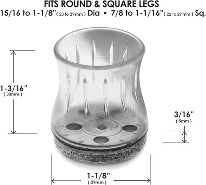 Slipstick GorillaFelt Chair Leg Floor Protectors for Hardwood Floors, Clear Sleeve Felt Pads for Furniture That Stay On, Fits Round & Square Legs, Includes 8 Premium Transparent Chair Socks, CB184 | Furniture Pads - TrueDesk