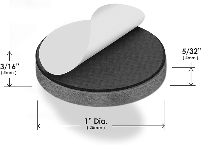 Slipstick Premium Wool Felt Furniture Feet Pads/Chair Leg Floor Protectors (1 Inch Round) Includes 16 Wool Blended Felt Feet Pads with Peel and Stick Adhesive, Gray, CB113 | Furniture Pads - TrueDesk