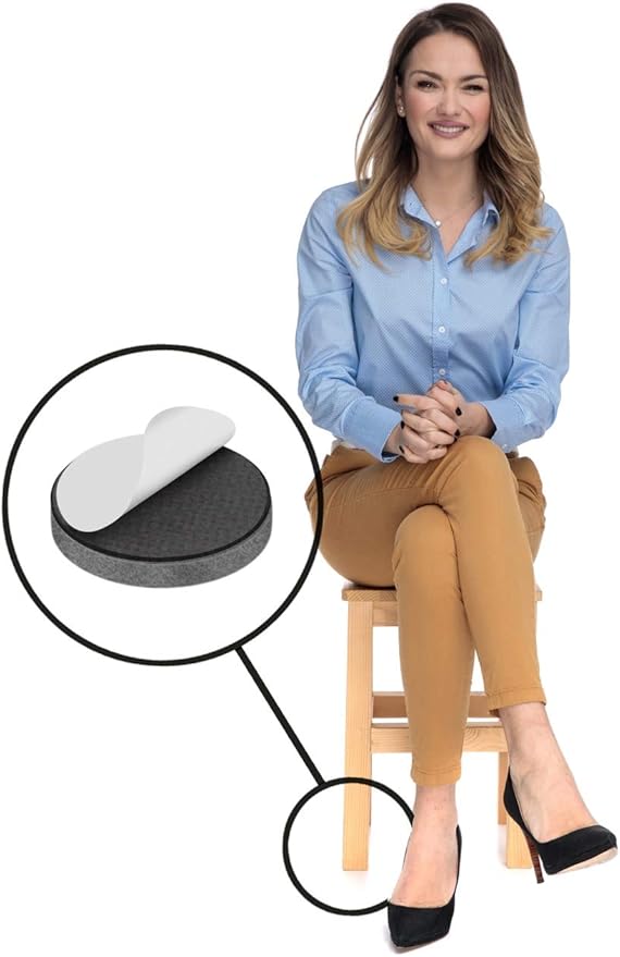 Slipstick Premium Wool Felt Furniture Feet Pads/Chair Leg Floor Protectors (1 Inch Round) Includes 16 Wool Blended Felt Feet Pads with Peel and Stick Adhesive, Gray, CB113 | Furniture Pads - TrueDesk
