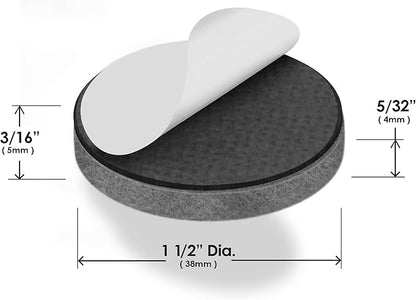 Slipstick Premium Wool Felt Furniture Pads/Chair Feet Floor Protectors (1.5 Inch Round) Includes 12 Heavy - Duty Felt Pads with Self Stick Adhesive, Gray, CB117 | Furniture Pads - TrueDesk