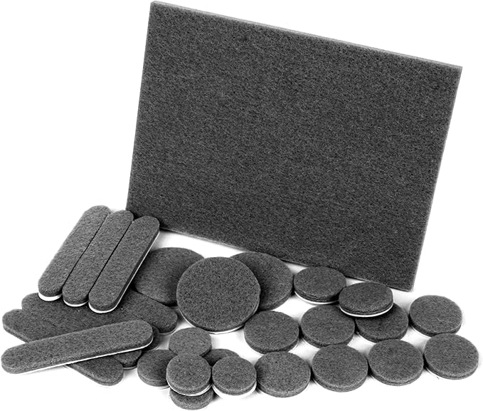 Slipstick Premium Wool Felt Furniture Pads/Floor Protector Variety Pack (37 Pieces) Self Stick Furniture Felt Protection Pads, Safe on All Hard Surfaces, Gray, CB171 | Furniture Pads - TrueDesk