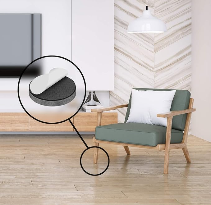 Slipstick Premium Wool Felt Furniture Pads/Floor Protectors (1 Inch Round Value Pack) Includes 40 Heavy - Duty Felt Chair Leg Pads with Self - Stick Adhesive, Gray, CB115 | Furniture Pads - TrueDesk