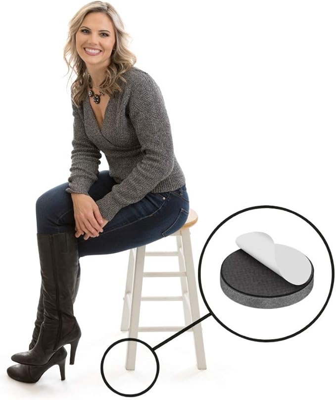 Slipstick Premium Wool Felt Furniture Pads/Floor Protectors (1 Inch Round Value Pack) Includes 40 Heavy - Duty Felt Chair Leg Pads with Self - Stick Adhesive, Gray, CB115 | Furniture Pads - TrueDesk