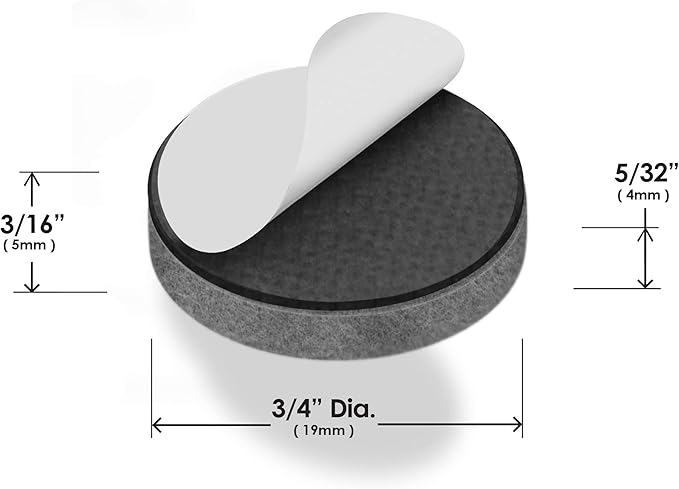 Slipstick Premium Wool Felt Furniture Pads/Small Chair Feet Floor Protectors (3/4 Inch Round) Includes 20 Heavy - Duty Felt Pads with Self Stick Adhesive, Gray, CB111 | Furniture Pads - TrueDesk